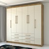 Guarda-Roupa Casal Ele e Ela 6 Portas 6 Gavetas 100% Mdf Nature/Champanhe - Pnr Móveis