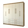 Guarda-Roupa Casal Ele e Ela 6 Portas 6 Gavetas 100% Mdf Nature/Champanhe - Pnr Móveis