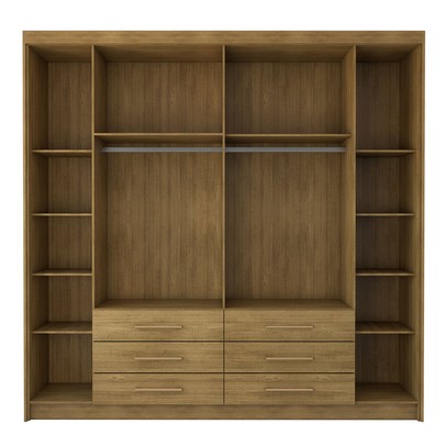 Guarda-Roupa Casal Ele e Ela 6 Portas 6 Gavetas 100% Mdf Nature/Brisa - Pnr Móveis