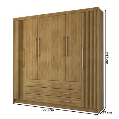 Guarda-Roupa Casal Ele e Ela 6 Portas 6 Gavetas 100% Mdf Nature/Brisa - Pnr Móveis