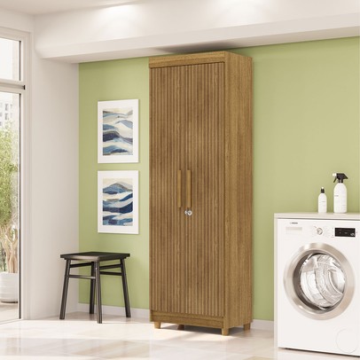 Armário Multiuso Malta 2 Portas 5 Prateleiras Nature/Brisa - Pnr Móveis