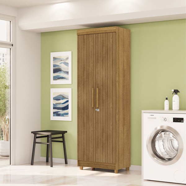 Armário Multiuso Malta 2 Portas 5 Prateleiras Nature/Brisa - Pnr Móveis