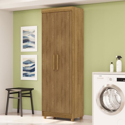 Armário Multiuso Malta 2 Portas 5 Prateleiras Nature/Brisa - Pnr Móveis