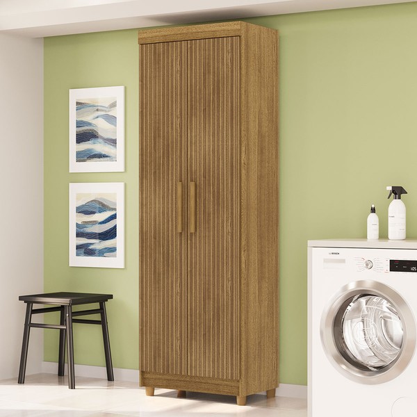 Armário Multiuso Malta 2 Portas 5 Prateleiras Nature/Brisa - Pnr Móveis