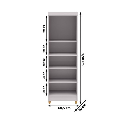 Armário Multiuso Malta 2 Portas 5 Prateleiras Branco - Pnr Móveis