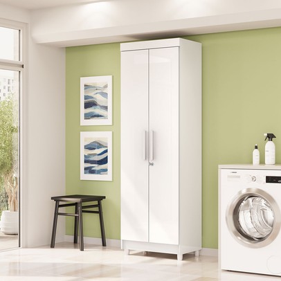 Armário Multiuso Malta 2 Portas 5 Prateleiras Branco - Pnr Móveis