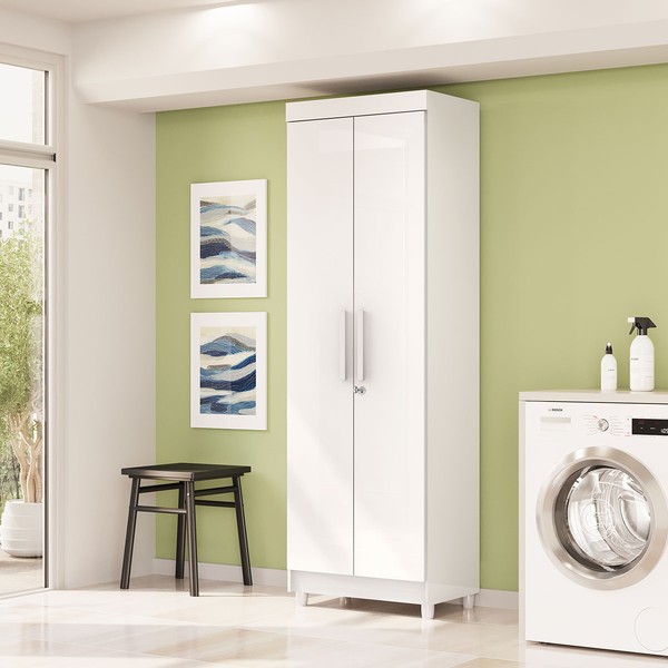 Armário Multiuso Malta 2 Portas 5 Prateleiras Branco - Pnr Móveis