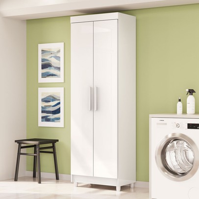 Armário Multiuso Malta 2 Portas 5 Prateleiras Branco - Pnr Móveis