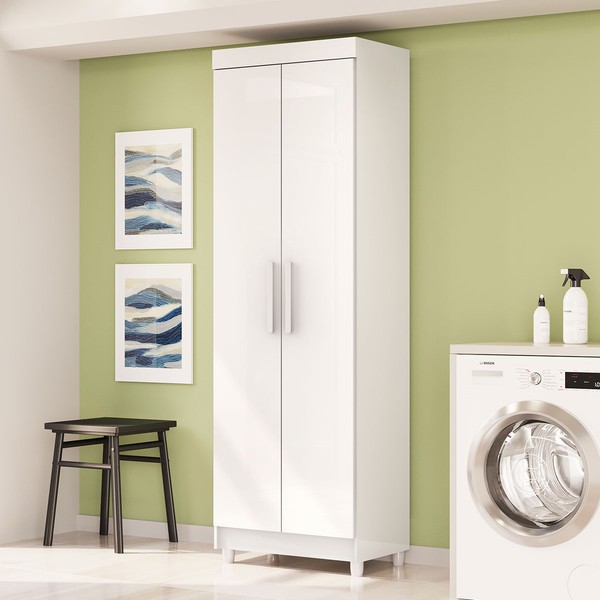 Armário Multiuso Malta 2 Portas 5 Prateleiras Branco - Pnr Móveis