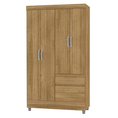 Guarda-Roupa Solteiro San Diego 4 Portas 2 Gavetas Nature - Pnr Móveis