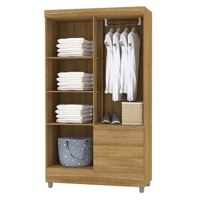 Guarda-Roupa Solteiro San Diego 4 Portas 2 Gavetas Nature - Pnr Móveis