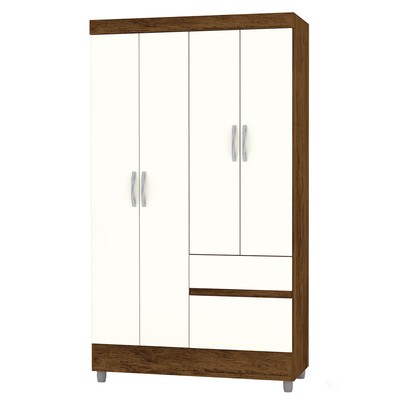 Guarda-Roupa Solteiro San Diego 4 Portas 2 Gavetas Imbuia/Champanhe - Pnr Móveis