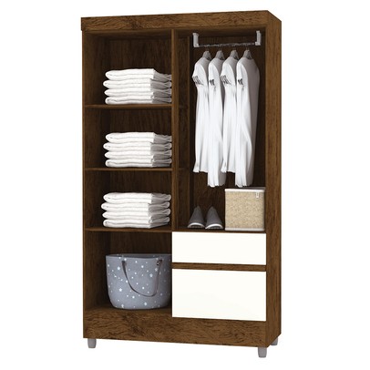 Guarda-Roupa Solteiro San Diego 4 Portas 2 Gavetas Imbuia/Champanhe - Pnr Móveis