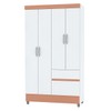 Guarda-Roupa Solteiro San Diego 4 Portas 2 Gavetas Branco/Camarim - Pnr Móveis