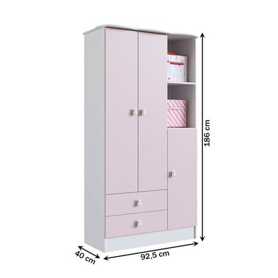 Quarto de Bebê Completo Bambino 3 Portas 6 Gavetas Rosa - Percasa