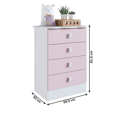 Quarto de Bebê Completo Bambino 3 Portas 6 Gavetas Rosa - Percasa