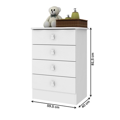 Quarto de Bebê Completo Bambino 3 Portas 6 Gavetas Branco - Percasa