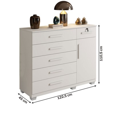 Cômoda Mila 1 Porta 6 Gavetas Branco - Pnr Móveis