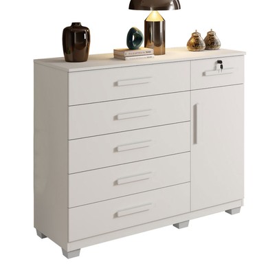 Cômoda Mila 1 Porta 6 Gavetas Branco - Pnr Móveis