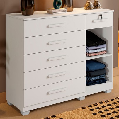 Cômoda Mila 1 Porta 6 Gavetas Branco - Pnr Móveis