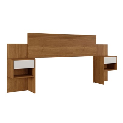 Cabeceira Extensível Verona com 2 Gavetas Cinamomo/Off White - Pnr Móveis