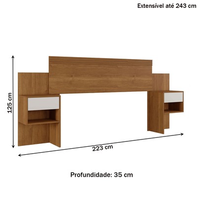 Cabeceira Extensível Verona com 2 Gavetas Cinamomo/Off White - Pnr Móveis