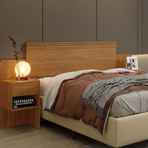 Cabeceira Extensível Verona com 2 Gavetas Cinamomo - Pnr Móveis