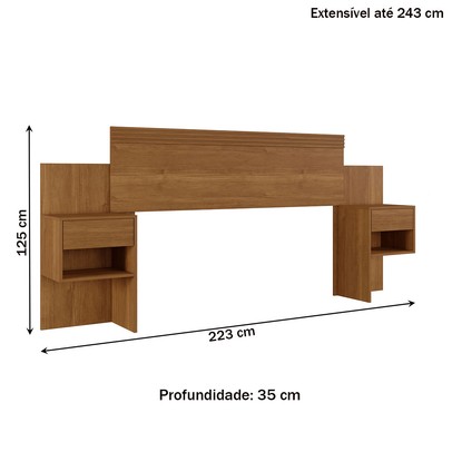 Cabeceira Extensível Verona com 2 Gavetas Cinamomo - Pnr Móveis