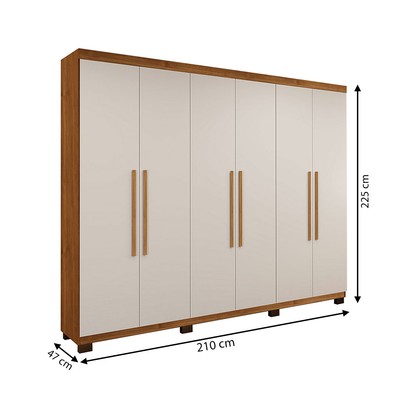 Guarda-Roupa Casal Bari 6 Portas 4 Gavetas Cinamomo/Off White - Pnr Móveis