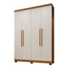 Guarda-Roupa Casal Bari 4 Portas 3 Gavetas Cinamomo/Off White - Pnr Móveis