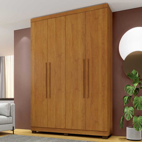 Guarda-Roupa Casal Bari 4 Portas 3 Gavetas Cinamomo - Pnr Móveis