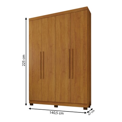 Guarda-Roupa Casal Bari 4 Portas 3 Gavetas Cinamomo - Pnr Móveis