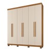 Guarda-Roupa Casal Viena 6 Portas 3 Gavetas Cinamomo/Off White - Pnr Móveis