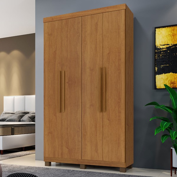 Guarda-Roupa Casal Viena 4 Portas 3 Gavetas Cinamomo - Pnr Móveis