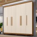 Guarda-Roupa Casal Bari 6 Portas 6 Gavetas Cinamomo/Off White - Pnr Móveis