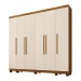 Guarda-Roupa Casal Bari 6 Portas 6 Gavetas Cinamomo/Off White - Pnr Móveis