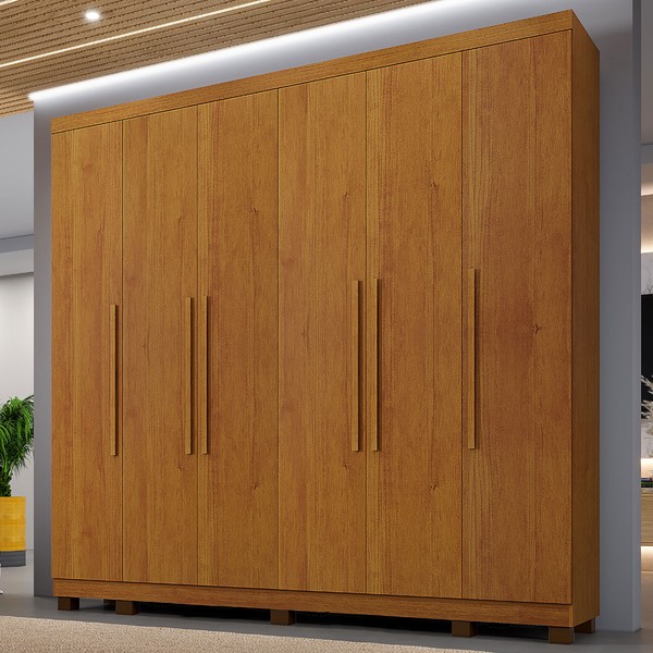Guarda-Roupa Casal Bari 6 Portas 6 Gavetas Cinamomo - Pnr Móveis