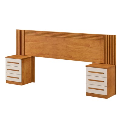 Cabeceira Extensível ímola com 6 Gavetas Cinamomo/Off White - Pnr Móveis