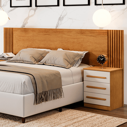 Cabeceira Extensível ímola com 6 Gavetas Cinamomo/Off White - Pnr Móveis