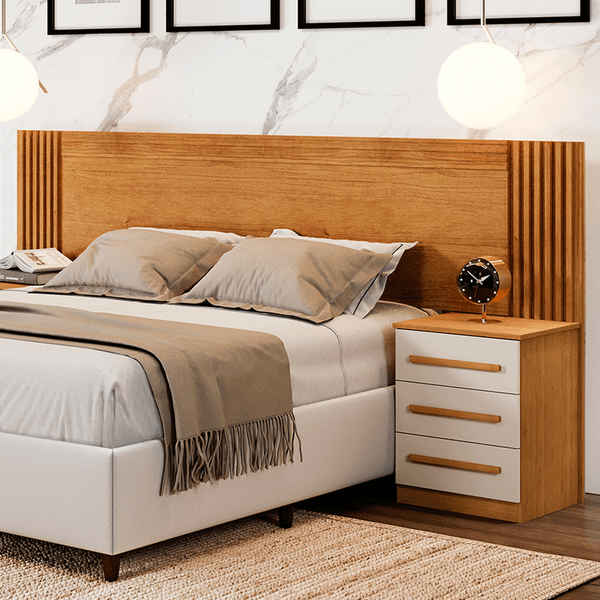 Cabeceira Extensível ímola com 6 Gavetas Cinamomo/Off White - Pnr Móveis