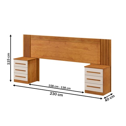 Cabeceira Extensível ímola com 6 Gavetas Cinamomo/Off White - Pnr Móveis