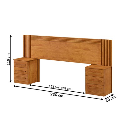 Cabeceira Extensível ímola com 6 Gavetas Cinamomo - Pnr Móveis