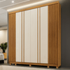 Guarda-Roupa Casal Monte Rei 6 Portas 6 Gavetas Ripado Cinamomo/Off White - Pnr Móveis
