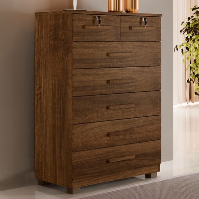 Cômoda Realce 7 Gavetas Imbuia - Pnr Móveis