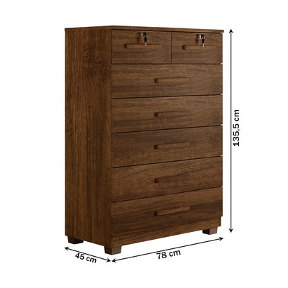 Cômoda Realce 7 Gavetas Imbuia - Pnr Móveis