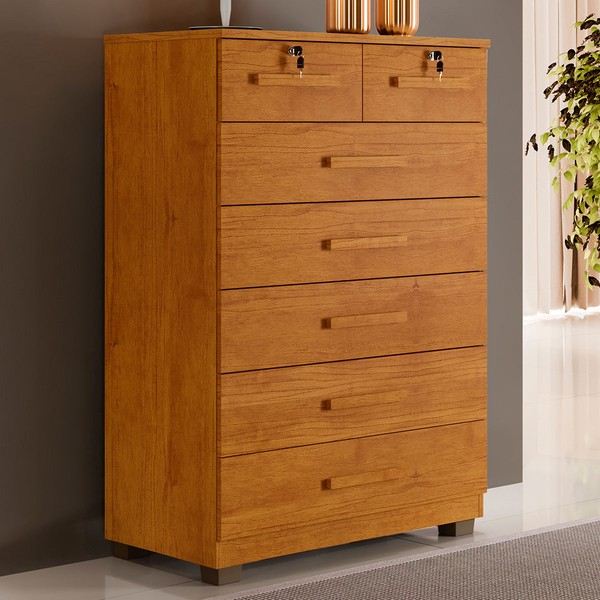 Cômoda Realce 7 Gavetas Cinamomo - Pnr Móveis