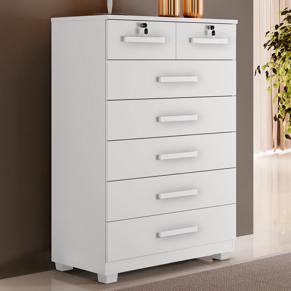 Cômoda Realce 7 Gavetas Branco - Pnr Móveis