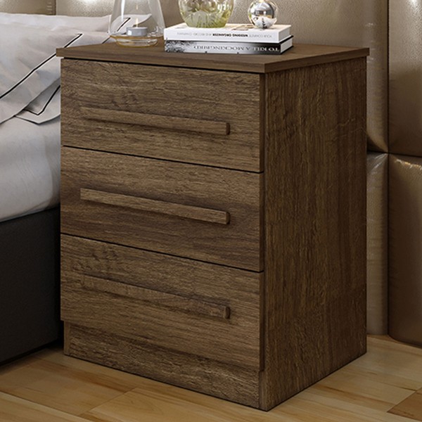 Mesa de Cabeceira Belize com 3 Gavetas Imbuia - Pnr Móveis