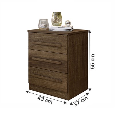 Mesa de Cabeceira Belize com 3 Gavetas Imbuia - Pnr Móveis