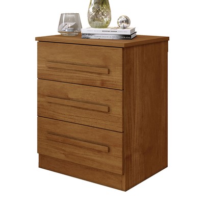 Mesa de Cabeceira Belize com 3 Gavetas Cinamomo - Pnr Móveis